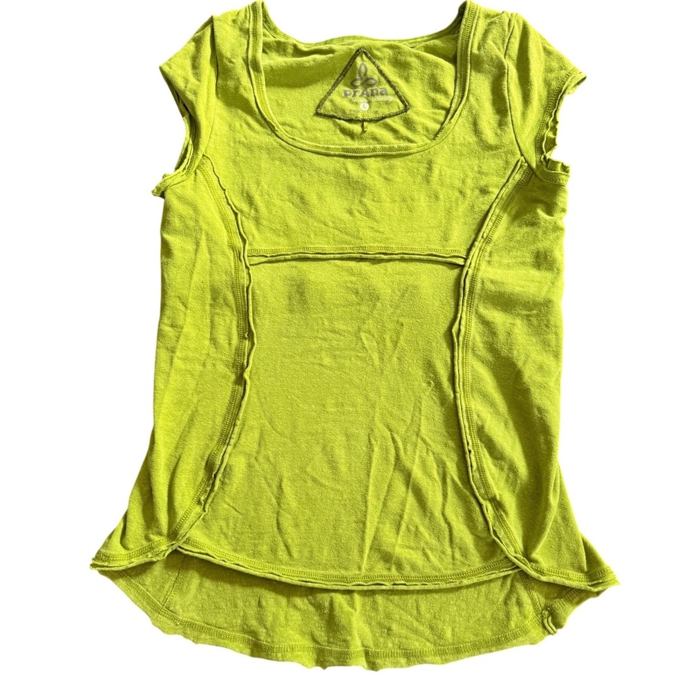 Prana Breathe Naturally Hemp Blend Cap Sleeve Top Lime Green Womens Large Yoga